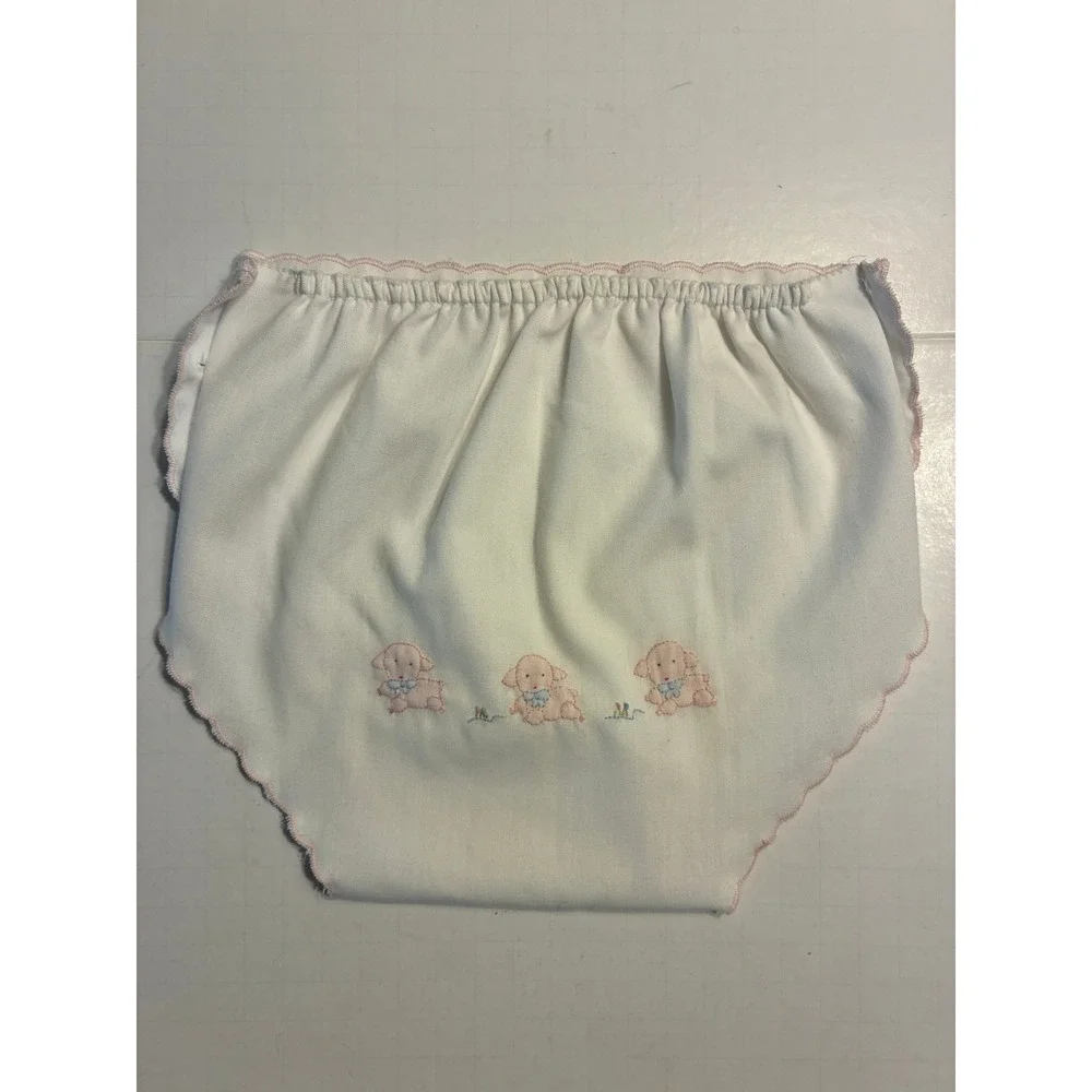 Auraluz Vintage Baby Girl Hand Embroidered Lamb Diaper Cover Bloomer 18-24M